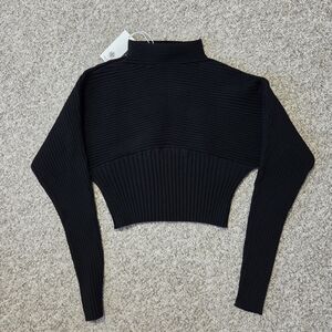 Tory‎ Burch Black Dolman Sleeve Ribbed Sweater Size Large NWT